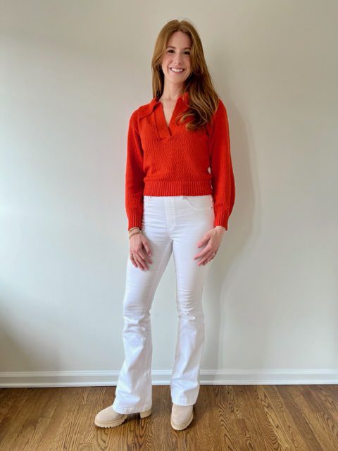 spanx white flare jeans