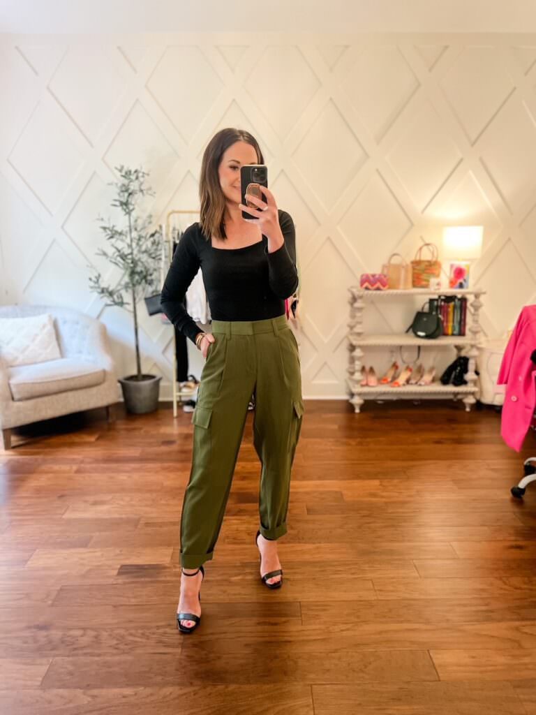 Target cargo pants styled 4 ways. How to style pants for summer.