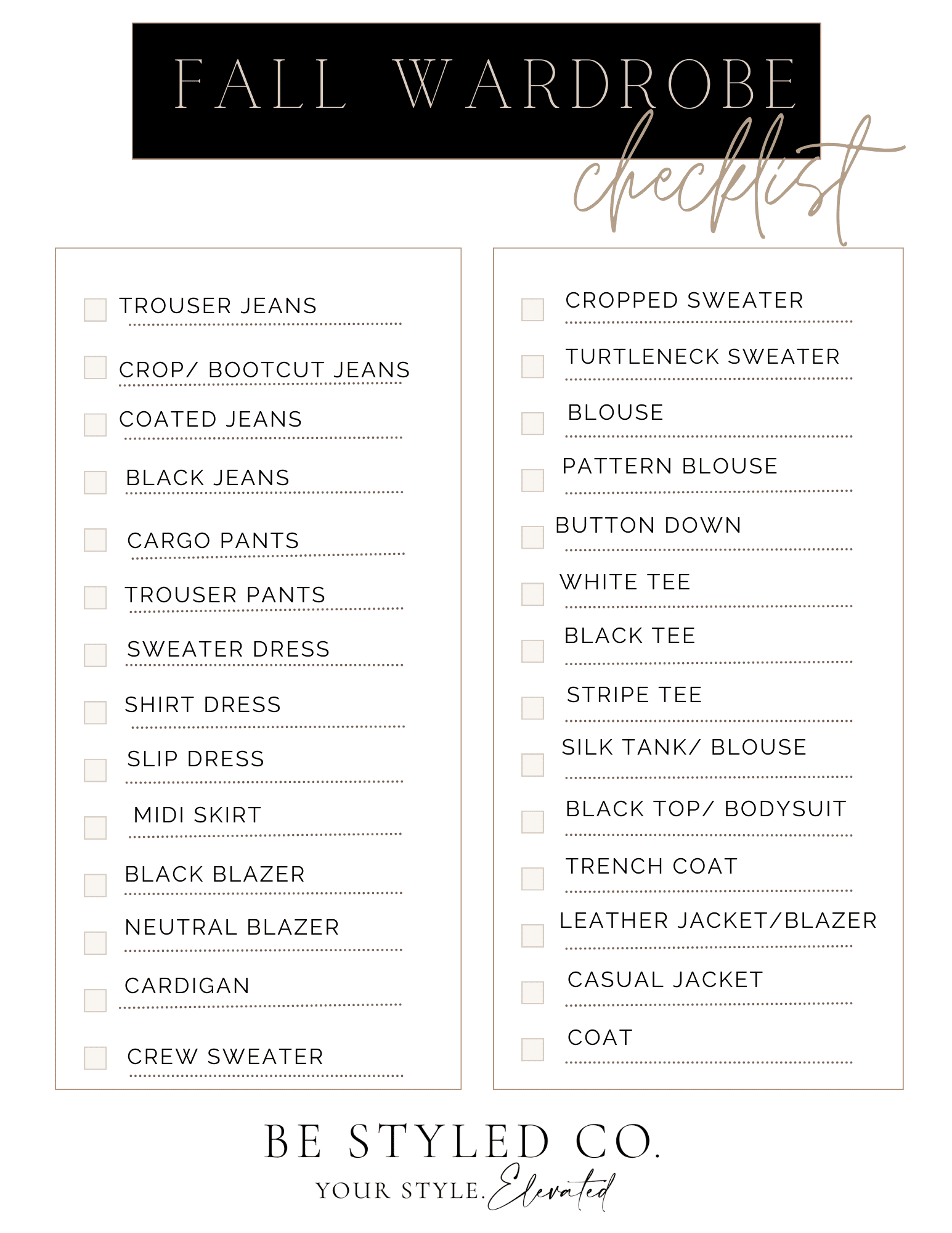 wardrobe checklist for women