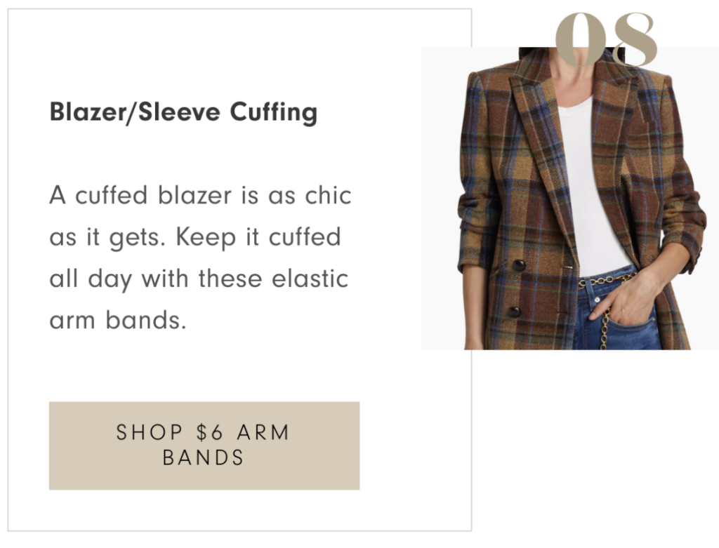 Blazer and sleeve cuffing hack using arm bands