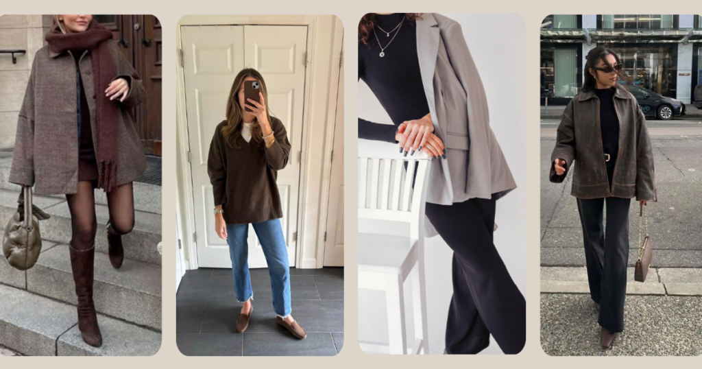 Collage of outfit inspiration for women over 40